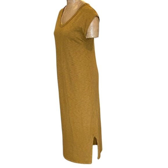 Universal Thread Casual Tee-Shirt Midi Dress Sz S Mustard Yellow/Brown #347H - Picture 4 of 9
